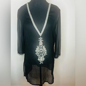 SOLITAIRE BATHING SUIT COVER WITH CRYSTALS RHINESTONES